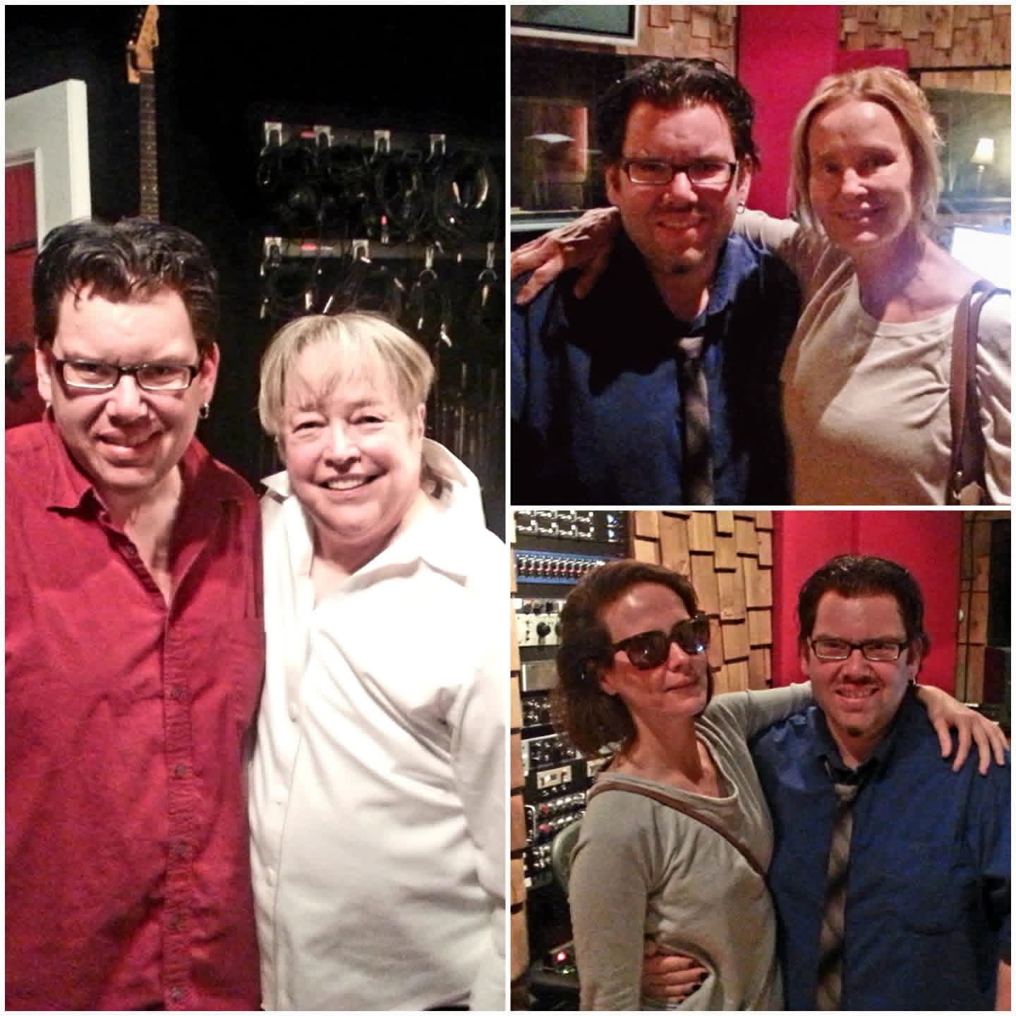 Collage of three studio shots of Jack Miele with collaborators